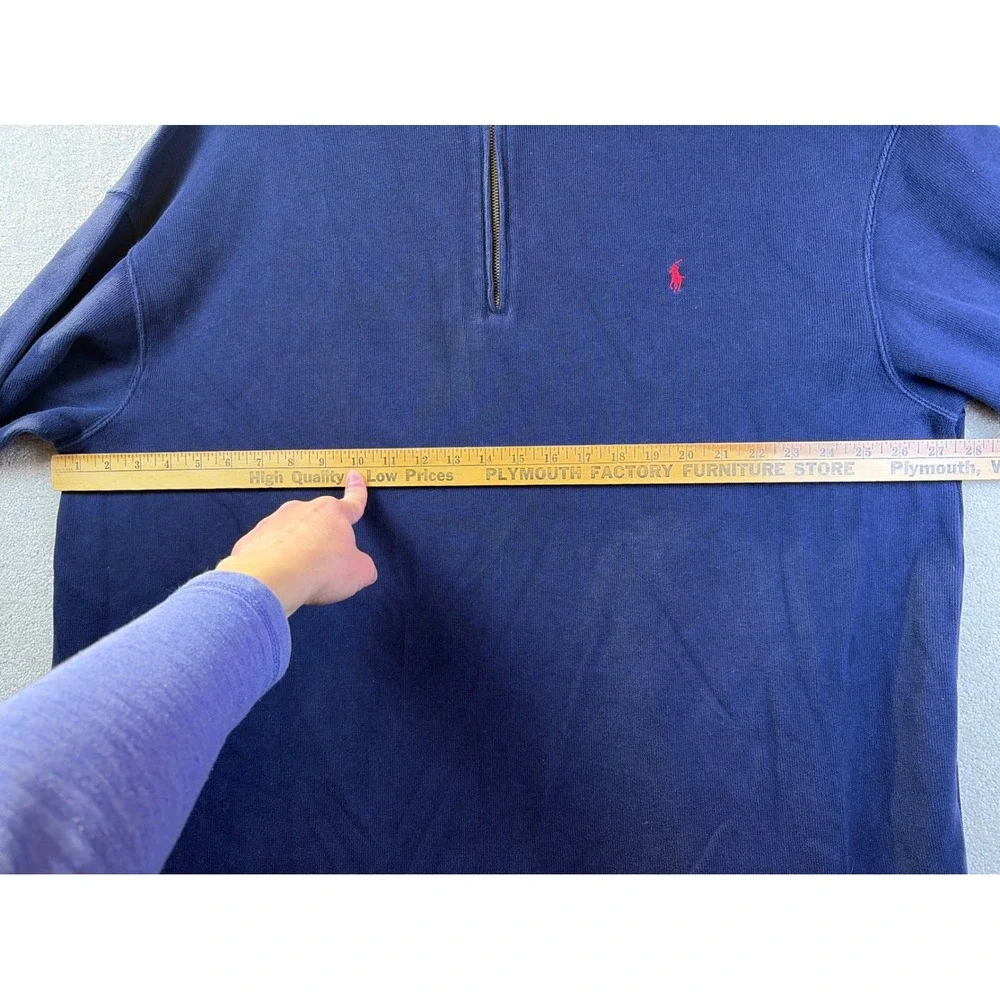 Polo‎ Ralph Lauren 1/4 Zip Pullover Mens 2XLT Navy Blue Estate Rib Knit Sweater